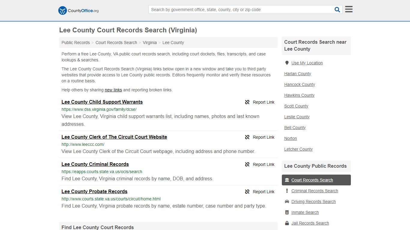Lee County Court Records Search (Virginia) - County Office